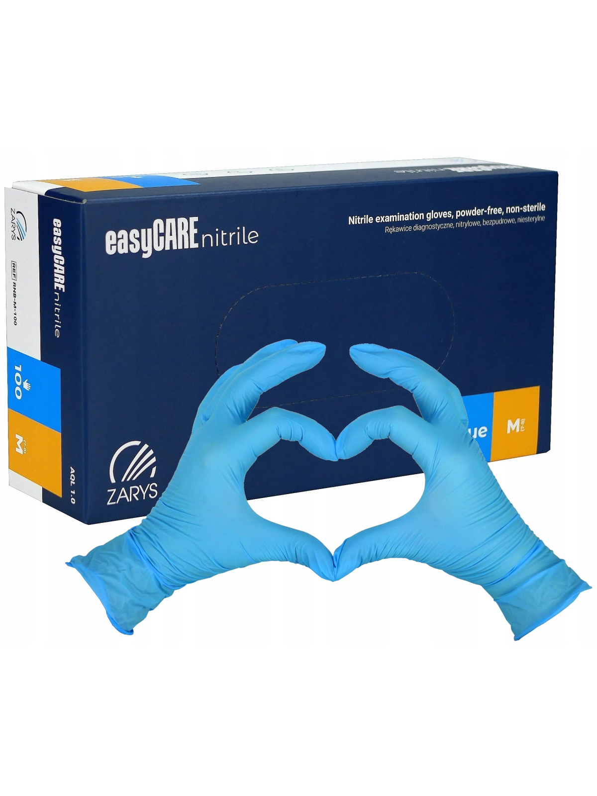Rękawice Nitrylowe Bezpudrowe easyCARE ZARYS M (100 szt.)