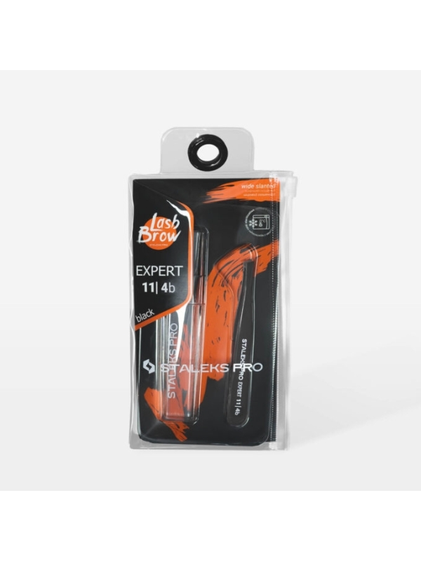 Czarna pęseta do brwi Staleks Pro EXPERT 11 TYP 4b | Janelle