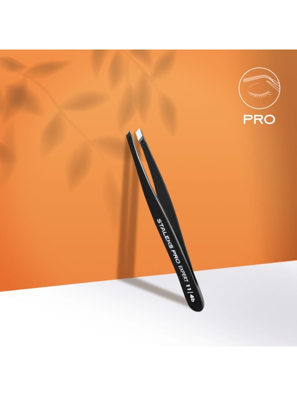Czarna pęseta do brwi Staleks Pro EXPERT 11 TYP 4b | Janelle