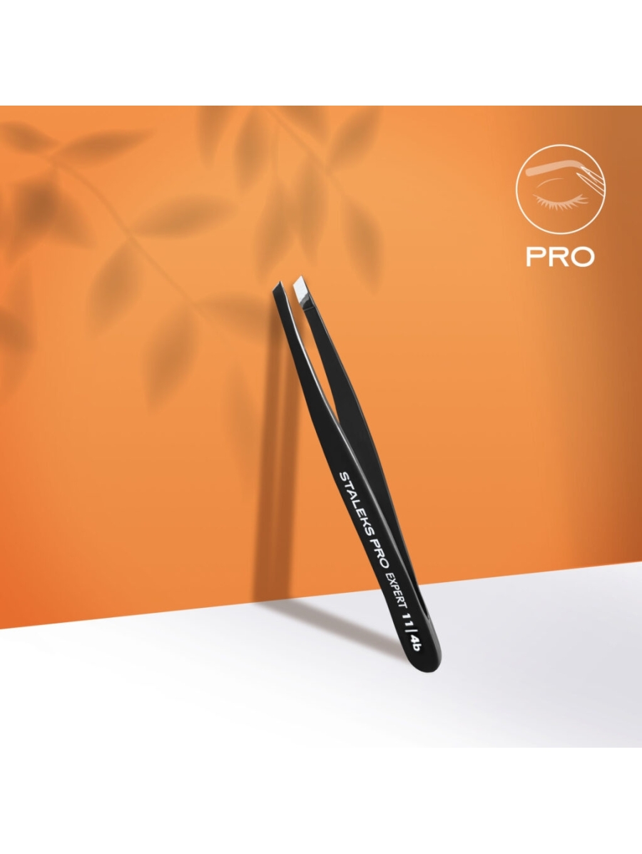 Czarna pęseta do brwi Staleks Pro EXPERT 11 TYP 4b | Janelle